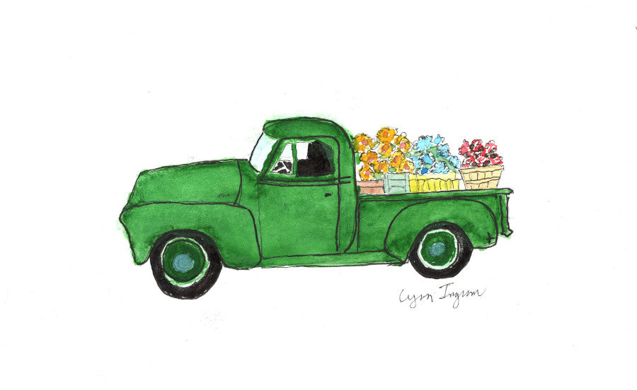 Spring truck with flowers