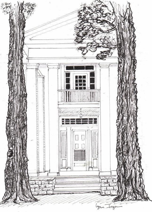 Roan Oak front door ink drawing